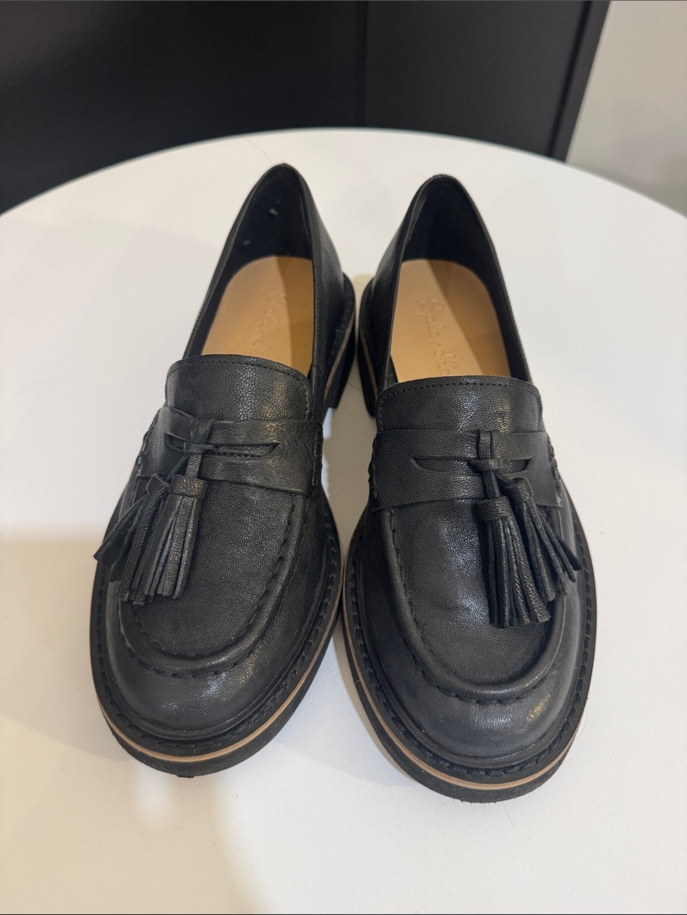 Splendid Black Leather Tassel Loafers